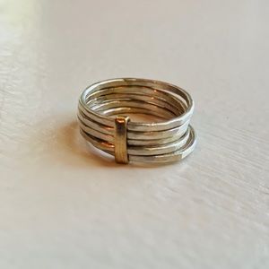 Vintage Pearl Hammered Silver Stacking Rings